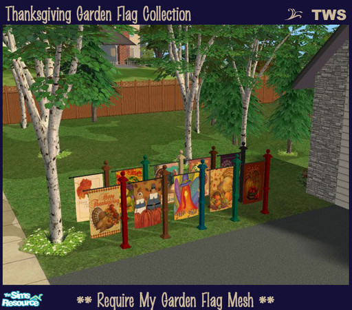 Sims 2 — Thanksgiving Garden Flag Collection by wildstar24 — A set of 10 Thanksgiving-themed flags to use with my