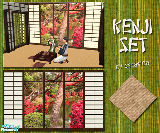 Sims 2 — Kenji Set by estatica — This exotic set may be the perfect addition to your oriental lot. All the walls blend