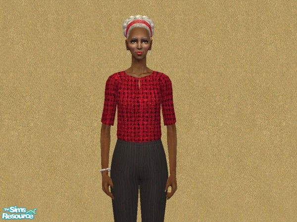 Sims 2 — Basic Blouse - Cherry Red Weave by Magical Metamorphosis — Please do not re-upload.