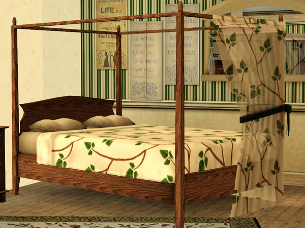 Sims 3 — Sterling Pointe Country Double Bed by wolfspryte — part of the Sterling Pointe Cottage Bedroom Collection My