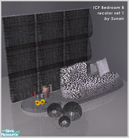 Sims 2 — ICF Bedroom B - Recolor set 1 by Sunair — ICF Bedroom B - Recolor set 1 (black)