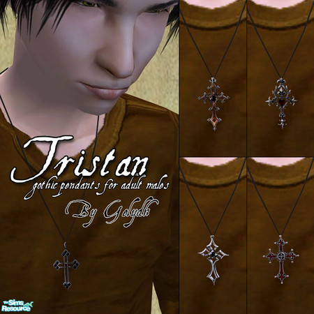 Sims 2 — Tristan - Gothic Pendants for Adult Males by gelydh — Set of five Gothic Cross pendants for adult males.