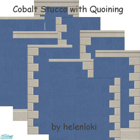 Sims 2 — Maxis match Cobalt Stucco by Helenloki — Cobalt Stucco walls with quoining to match existing maxis wall.