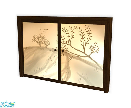 Sims 2 — Asia Livingroom - Door by Murano — Door with translucent paper painting.