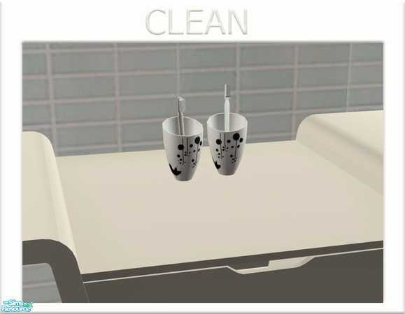 Sims 2 — Clean - Decorative Thoothbrushes by linegud — A set of fine ceramic cups with toothbrushes.