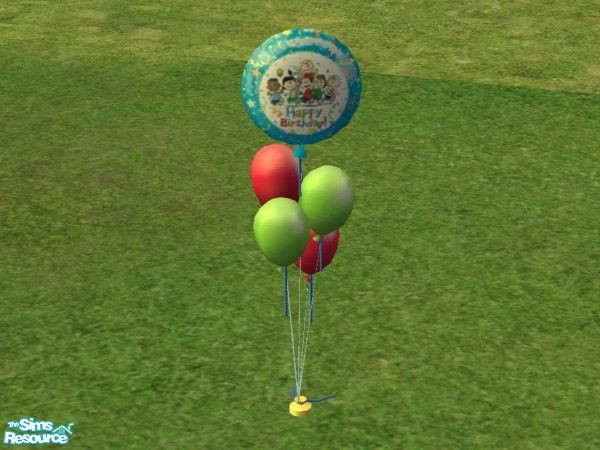 Sims 2 — Birthday Balloons - Peanuts (Snoopy) by lym — Peanuts balloon, says \'Happy Birthday\' on the balloon. Part of