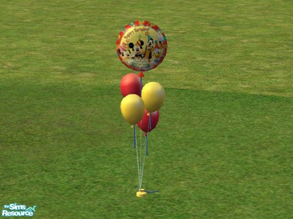 Sims 2 — Birthday Balloons - Mickey Mouse by lym — Mickey Mouse balloon, says \'Happy Birthday\' on the balloon. Part of