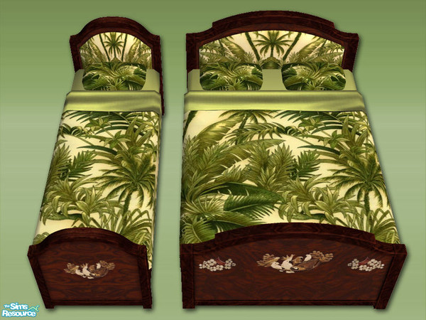 Sims 2 — Bedding - Tropical - 02 by Shakeshaft — A recolour set of the new Bon-Voyage Hotel Furniture,with a tropical