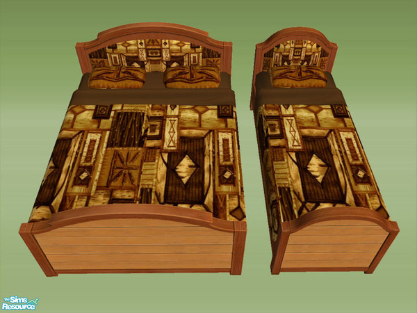 Sims 2 — Bedding - Mountain - 02  by Shakeshaft — A recolour set of the new Bon-Voyage Hotel Furniture,with wood panel