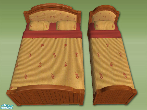 Sims 2 — Bedding - Mountain - 01 by Shakeshaft — A recolour set of the new Bon-Voyage Hotel Furniture, with wood panel