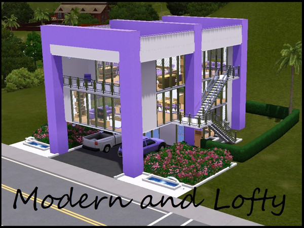 Sims 3 — Modern and Lofty by slsaul — Modern home for a couple. Ground level has indoor pool and car port for 2 vehicles.