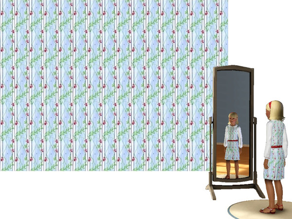 Sims 3 — Swirl Striped by Lorah — Done in multiple blues, green, white, and a touch of red. This unusual abstract set of