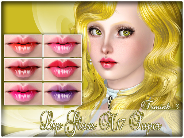 Sims 3 — Lip Gloss N17 Super by TsminhSims — A Lip Gloss Set with two different type. - For all gender from teen to elder