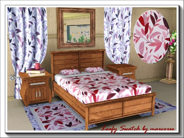 Sims 3 — Leafy Swatch_marcorse by marcorse — A random arrangement of leafy twigs in shades of red. 3 recolour channels