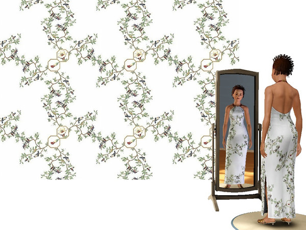 Sims 3 — Floral 3 by Lorah — Delicate patterns of garden flowers on white; Pretty for any home.