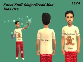 Sims 2 — Sweet Stuff Kids PJ Set - Gingerbreadmanpjs by luckylibran242 — \"I\'m the Gingerbread man\" is
