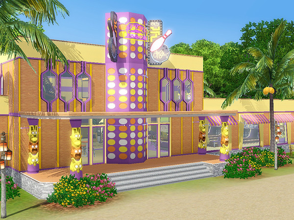 Sims 3 — Disco Lanes by lbvamp — A New Arcade for your sims to visit! Built at 6 Castaway Cove in Sunlit Tides, Disco