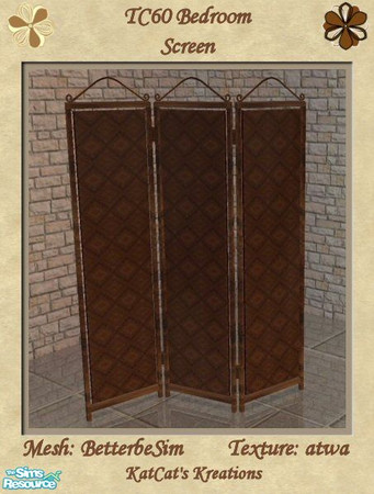 Sims 2 — TC60 Bedroom - Screen by KatCat — Recolor of BetterbeSim\'s \"Romanza Bedroomset - Wicker Screen\"