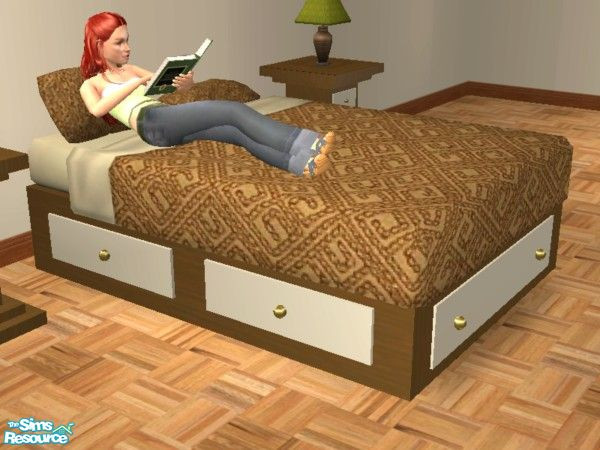 Sims 2 — Platform Bedroom (Dark Wood) - Bed by EarthGoddess54 — Part of the Platform Bedroom in Dark Wood set. This is a