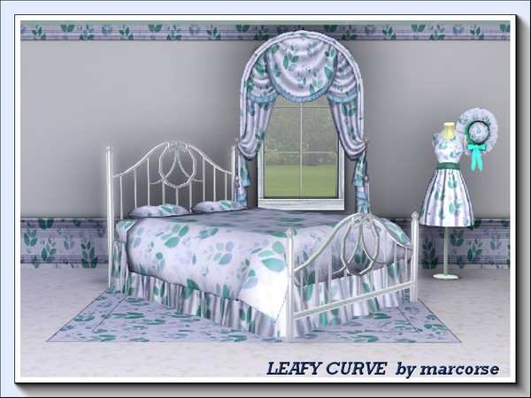 Sims 3 — Leafy Curve_marcorse by marcorse — A simple allover repeat pattern of curved leaf shapes in soft blues. Channels