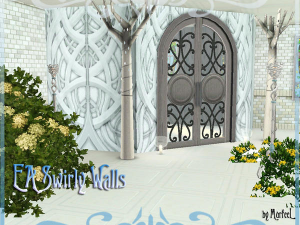 Sims 3 — EA Swirly Walls by murfeel — A section of EA's school rabbithole from Dragon Valley, as a recolorable wallpaper