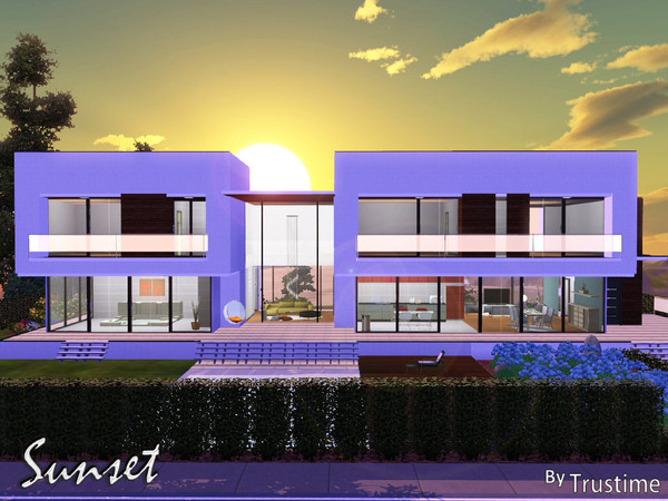 Sims 3 — Sunset by Trustime — This modern house partly furnished near the sea is great for your sims. Ground Floor: -