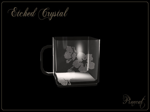 Sims 3 — Etched Crystal Punch Cup by Pinecat — Etched Crystal by Pinecat for TSR. Glass has two recolorable parts, clear