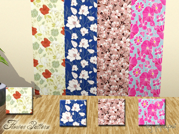 Sims 3 — Flowers Pattern by pipapoi2 — A set of colorfull flower patterns. I hope you like it =)