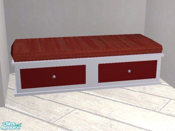 Sims 2 — Platform Bedroom (Red&White) - Bench Seat by EarthGoddess54 — Part of the Platform Bedroom recolor set. You