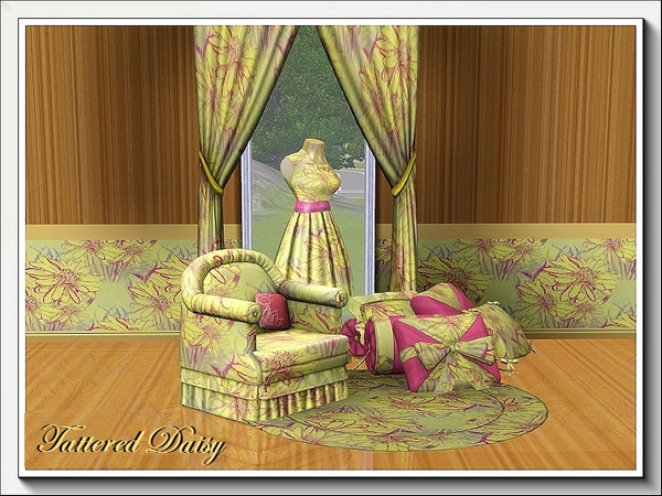 Sims 3 — Tattered Daisy_marcorse by marcorse — Bunches of ragged daisies in a regular repeat design. Found in Fabric. 3