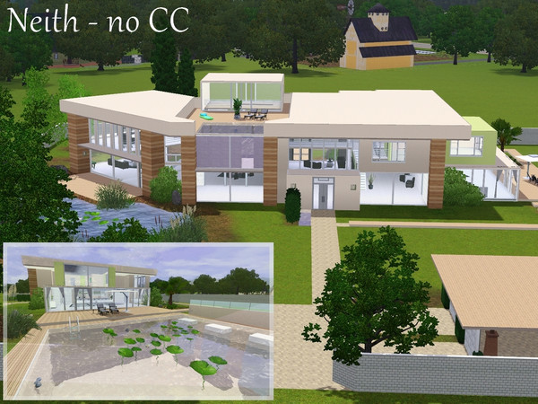 Sims 3 — Neith - no CC by YunaRyou2 — This home shows the synergy between nature and modern art. Let your simmies live
