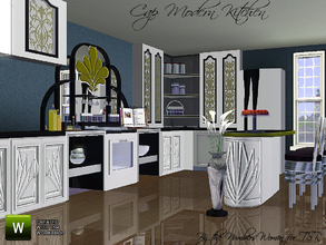 Sims 3 — Cap Modern Kitchen by TheNumbersWoman — Modern, Retro, artsy, this kitchen brings out the Hollywood in all of