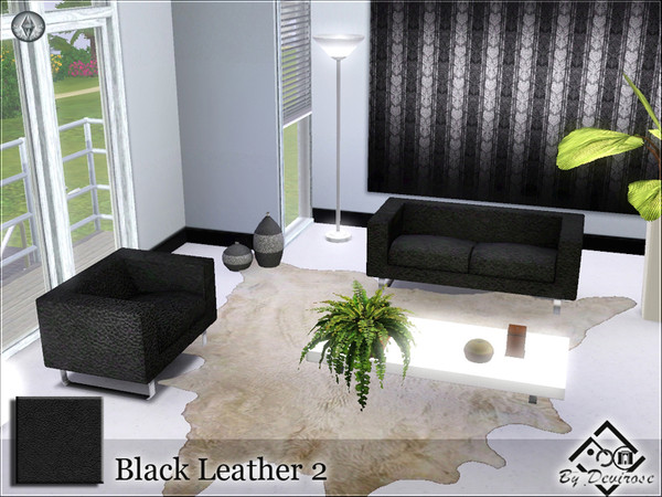 Sims 3 — Black Leather 2 by Devirose — Pattern in ecological leather for modern and minimalist rooms.Base Game