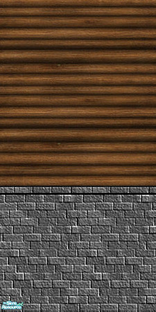 Sims 2 — Stone And Wood Cabin Wall 3 by Riverwillows — Hand-hewn logs, banked with raw stone from the nearby mountains
