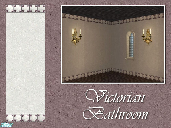 Sims 2 — Victorian Bathroom Tiled Wallpaper 1 (Rose) by Cyclonesue — A tiled wallpaer to match the rose recolour set of