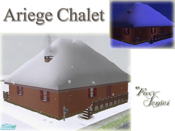 Sims 2 — Ariege Chalet - SEASONS by foxysensei — A romantic little log cabin for your winter sims. Original Maxis Content