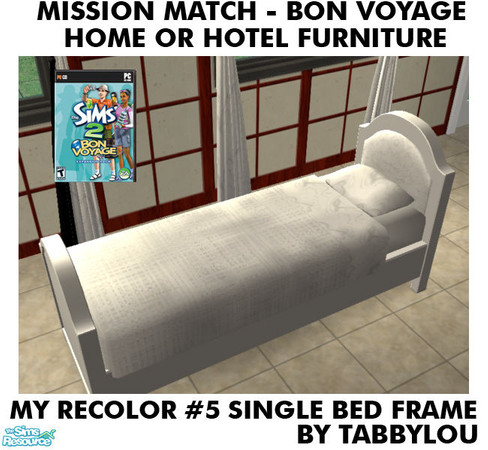 Sims 2 — TL - MM BonVoyage HOH Furniture Rec05W BedSingleFrame by TabbyLou — The Ergonomizer Single Bed Frame ONLY for
