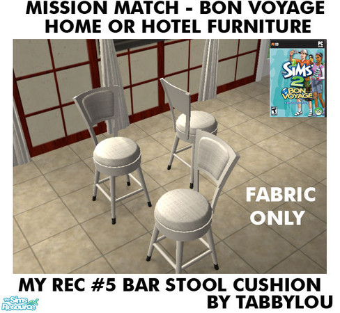 Sims 2 — TL - MM BonVoyage HOH Furniture Rec05W BarStoolFabric by TabbyLou — The Sample Bar Seat Cushion Fabric ONLY for