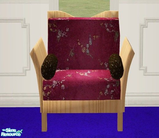 Sims 2 — Modern Living Pine - Reading Chair by Riverwillows — Beautiful reading chair in smooth pine, with beautiful wine