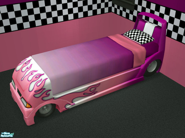 Sims 2 — Vrooom! Bedspreads - Pink by cruinne — A bedspread to match the pink and white Vrooom! frame.