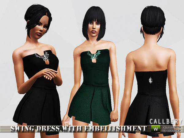 Sims 3 — Swing Dress with Embellishment by callbery2 — Elegant dress for your Sim!