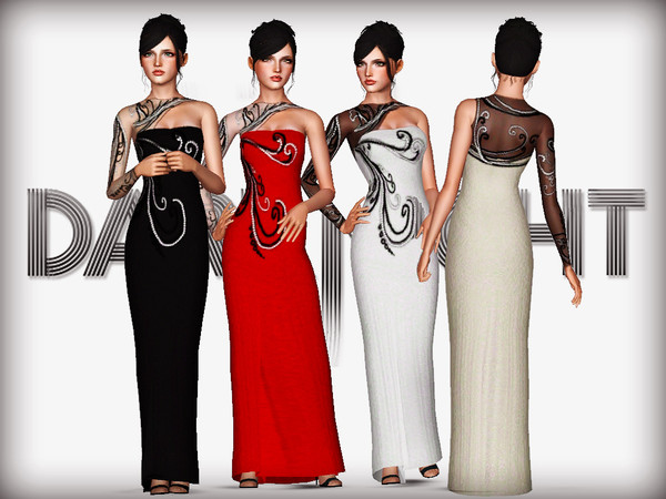 Sims 3 — Asymmetrical Gown by DarkNighTt — Asymmetrical Gown for your ''Ladies'' Have 2 recolorable parts and 4