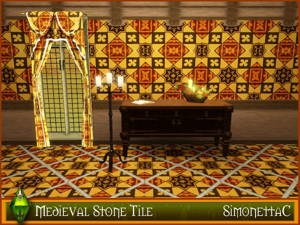Sims 3 — Medieval Stone Tile by SimonettaC — A medieval design, taken from an original tile. Created by SimonettaC. This