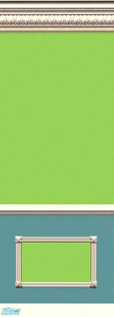 Sims 2 — Seascape Green Wall Paint by LastDance — Vibrant green paint accented with bright blue and white molding.