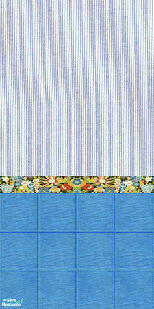 Sims 2 — TC58 Tranquil Bath - Blue Floral Wall by Riverwillows — Lovely wall tile with blue patterned tiling on bottom
