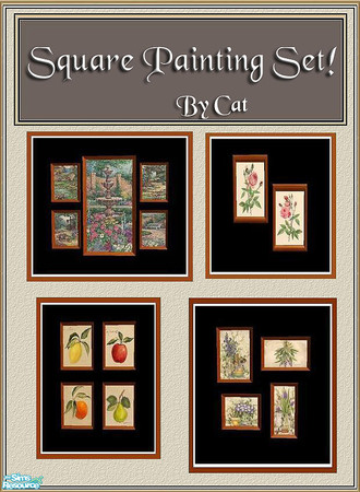 Sims 2 — Square Painting Set by cat3cm — A new set of square paintings for your decorating needs.