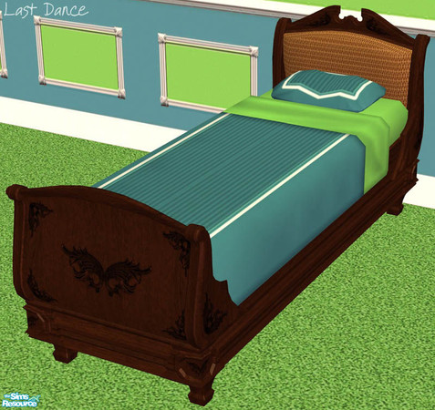 Sims 2 — Seascape Striped Bedding by LastDance — Blue and green bedding accented with stripes.