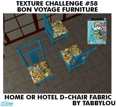 Sims 2 — TL - TC58 BonVoyage HOH DinDeskChairFabric by TabbyLou — The Schottel Dining/Desk Chair Cushion Fabric ONLY in