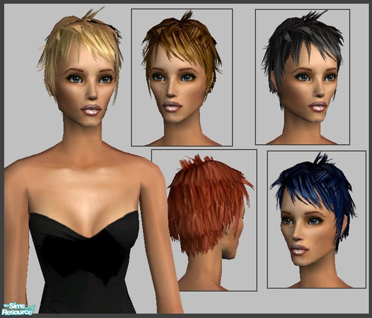 Sims 2 — Tiana Hair Set by nikisatez05 — A set of 5 alpha edited and softened retextures. Maxis University recolors.