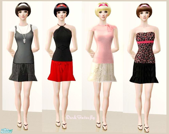 Sims 2 — Set 25 by darkbuterfly — A set of 4 casuals. Don\'t forget to get the mesh from Sim Chic, Go to-> TS2